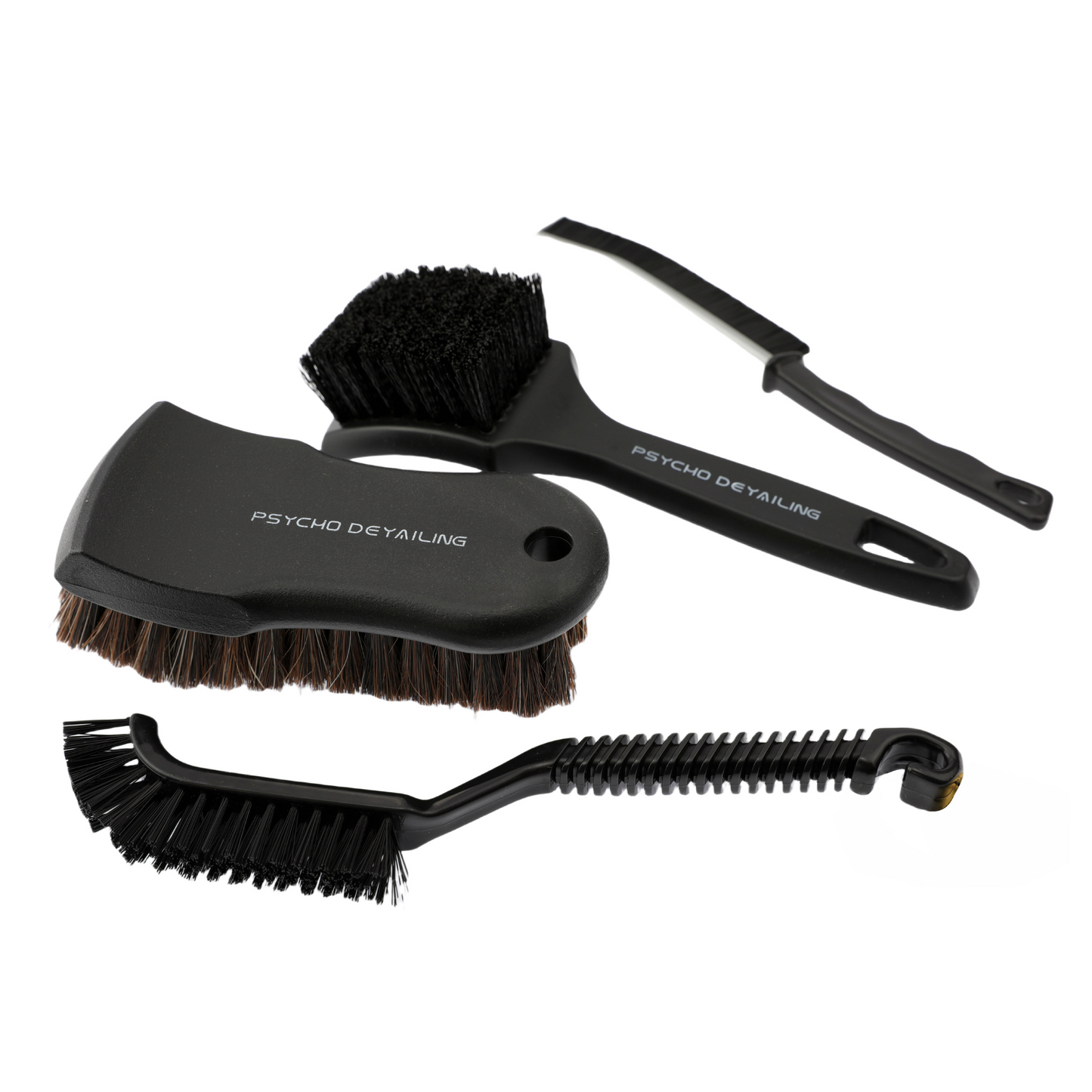 Car Cleaning Series - 4-Piece Professional Brush Kit for Leather, Wheels, Tires & Crevices - Psycho Detailing