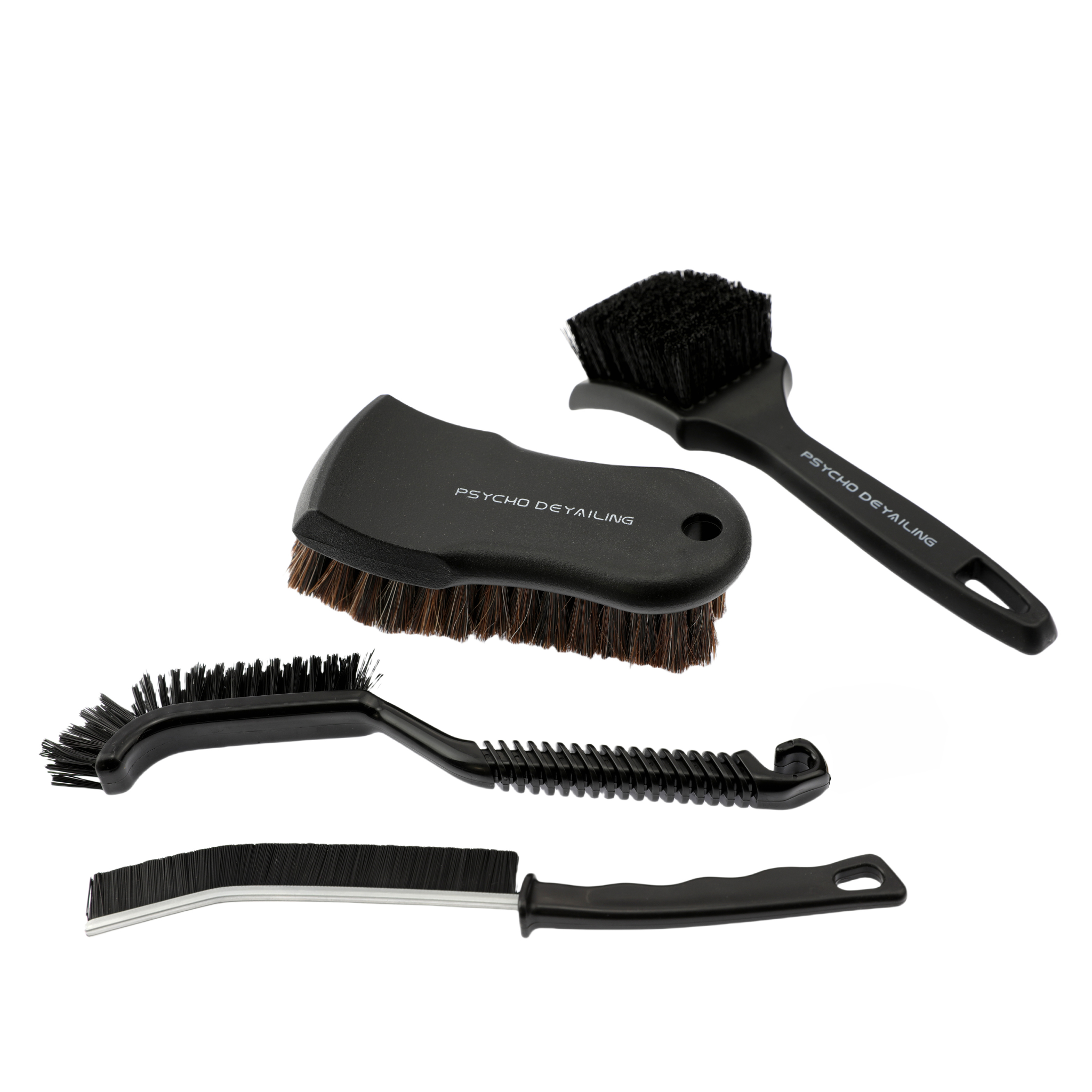 Car Cleaning Series - 4-Piece Professional Brush Kit for Leather, Wheels, Tires & Crevices - Psycho Detailing