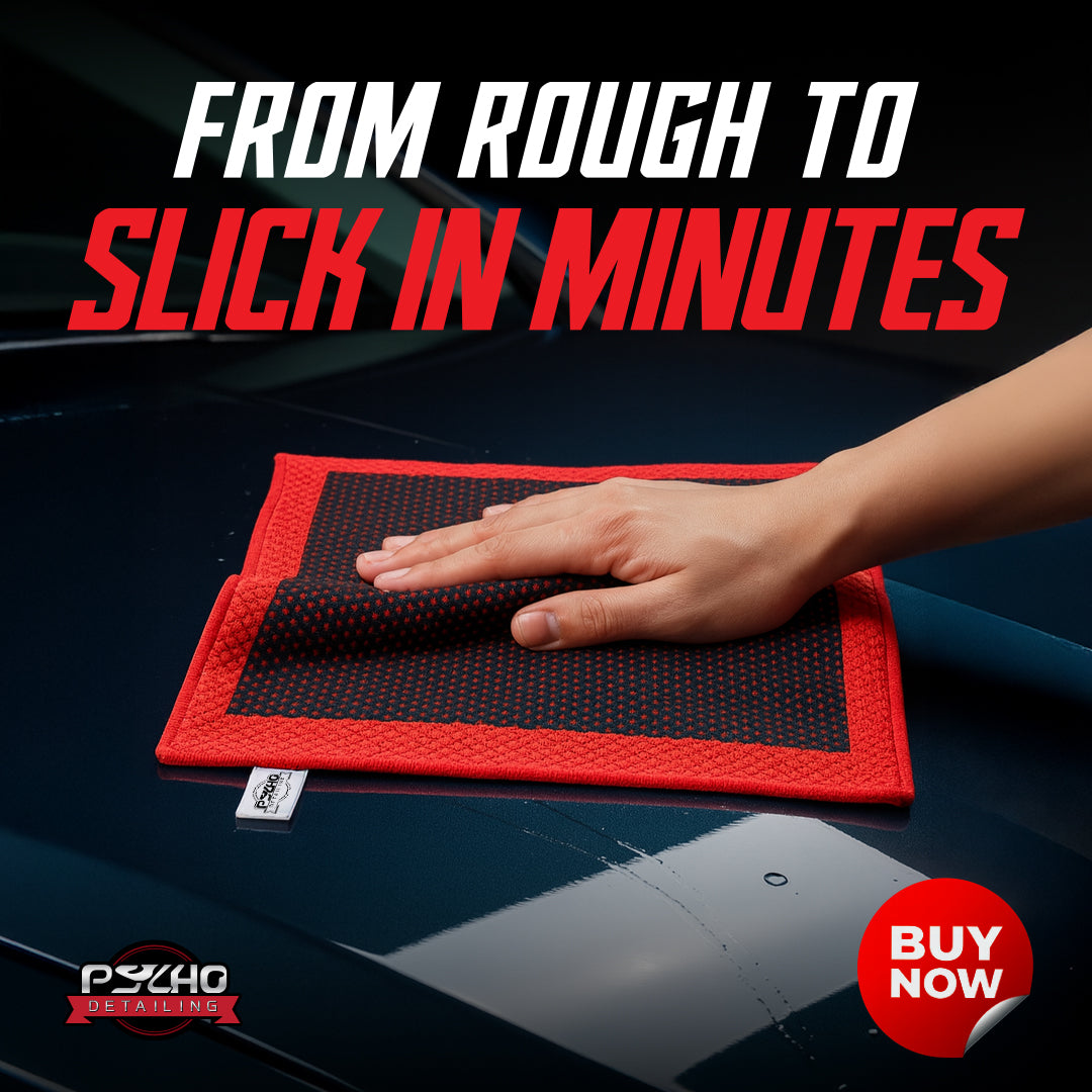 Psycho Detailing Dual-Face Clay Towel - Polymer Rubber & Microfiber Decontamination (30×30 cm) - Psycho Detailing