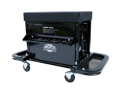 Heavy-Duty 350 lb Capacity Mechanic Roller Seat with 3 Drawers & Tool Rack - Psycho Detailing