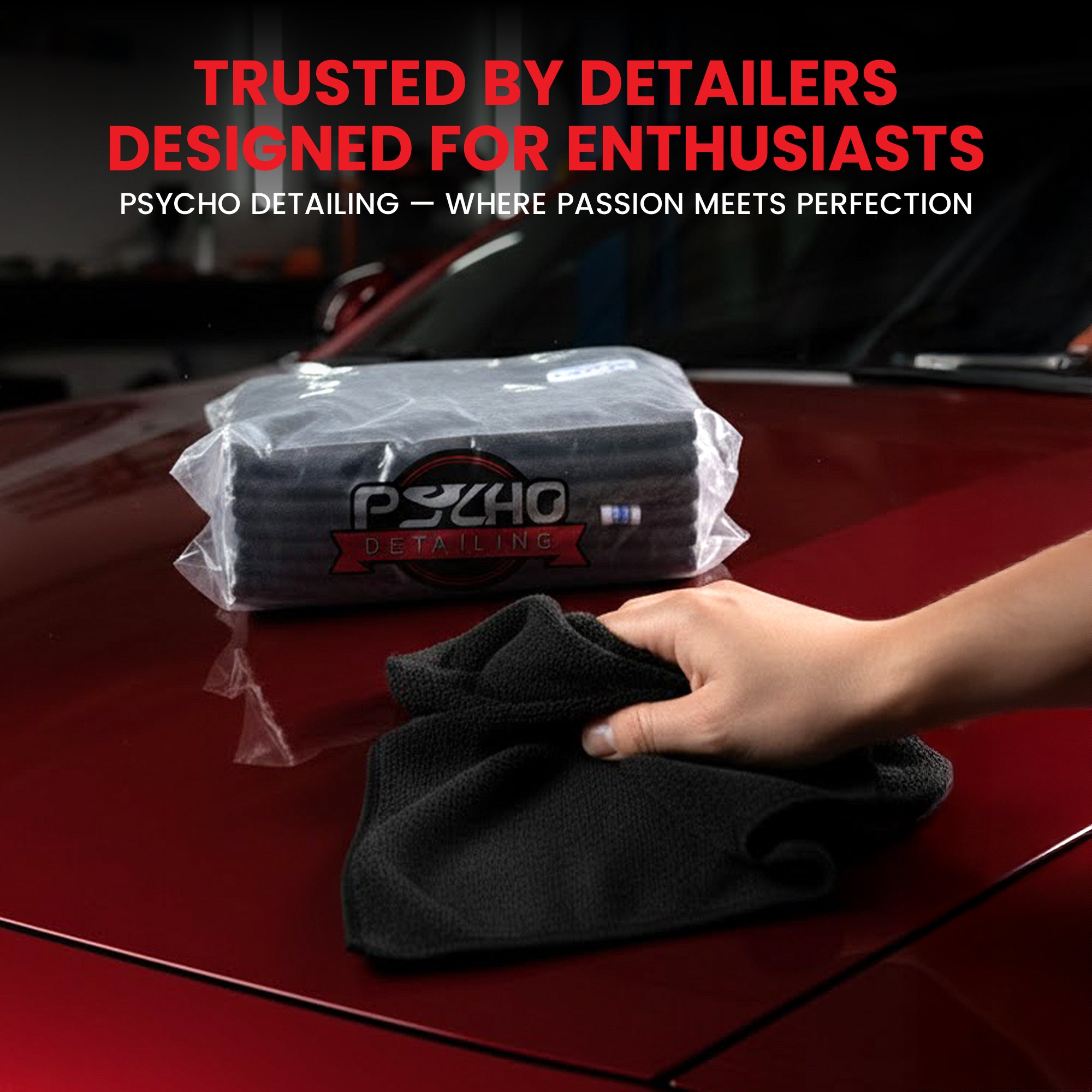 Microfiber-Warp 16x16” 300 GSM Premium Detailing Towel (Pack of 10) - Psycho Detailing