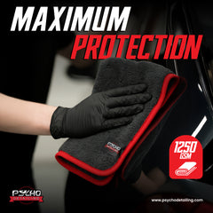 Psycho Detailing 1250GSM Coral Fleece Microfiber Towel – Ultra-Soft, Lint-Free, Scratch-Free Drying & Polishing Cloth for Cars, Motorcycles, Boats, and Home Cleaning (40x40cm)