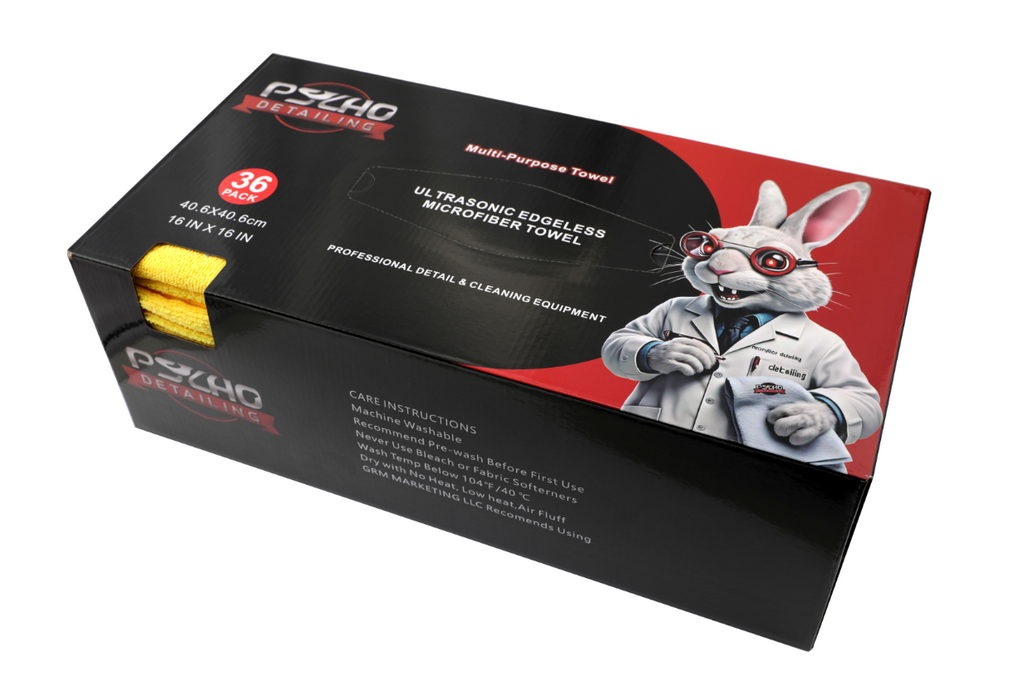 Psycho Detailing Premium Warp Edgeless Microfiber Towel - 300GSM Scratch-Free (40.6x40.6 cm) - Psycho Detailing