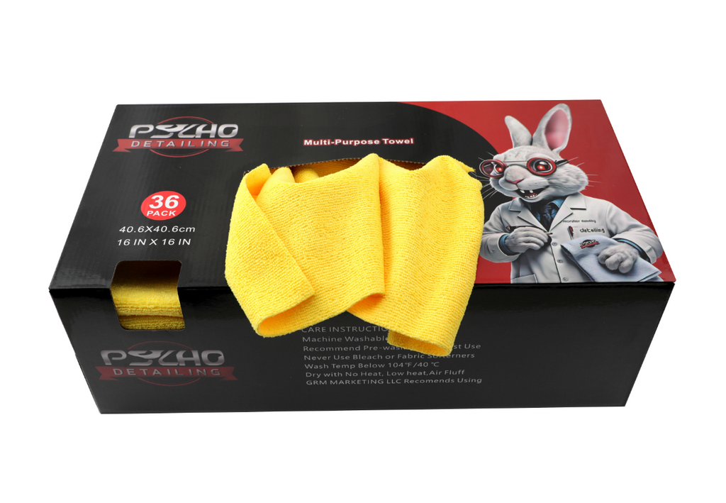 Psycho Detailing Premium Warp Edgeless Microfiber Towel - 300GSM Scratch-Free (40.6x40.6 cm) - Psycho Detailing