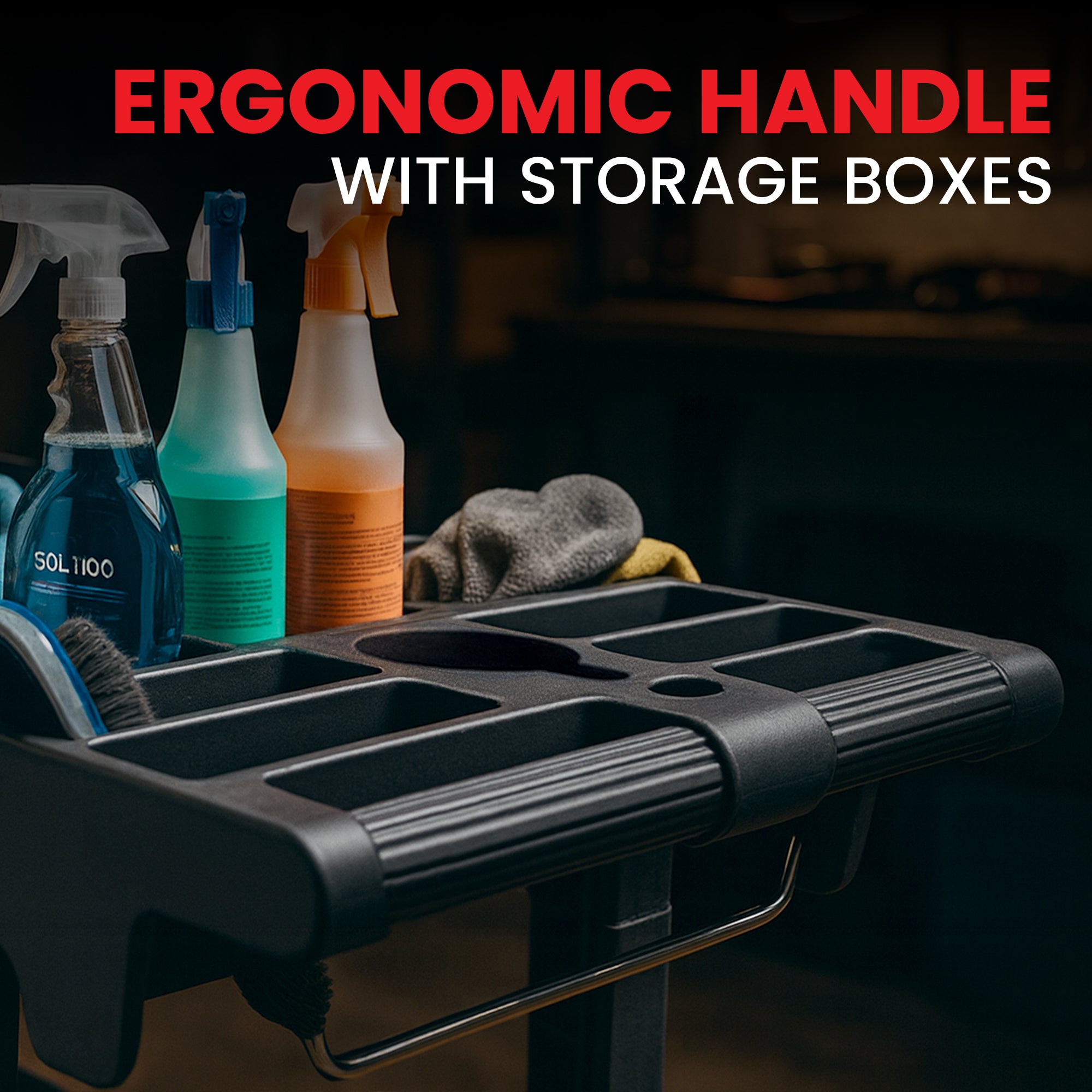 Heavy-Duty Utility Tool Cart with Handle & Storage Boxes - 500 lb Capacity - Psycho Detailing