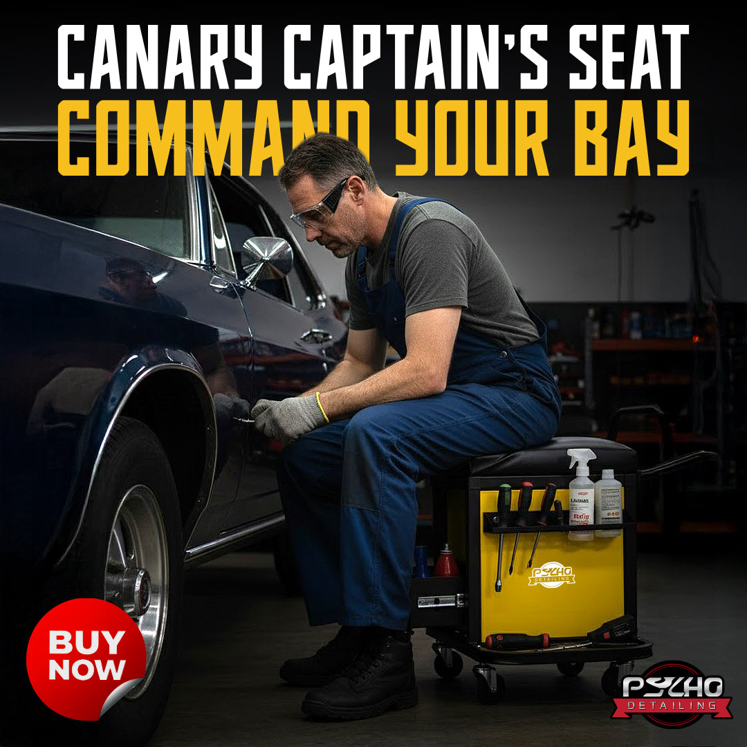 Workshop Roller Seat Stool with Storage Drawers - 330 lb Capacity - Psycho Detailing