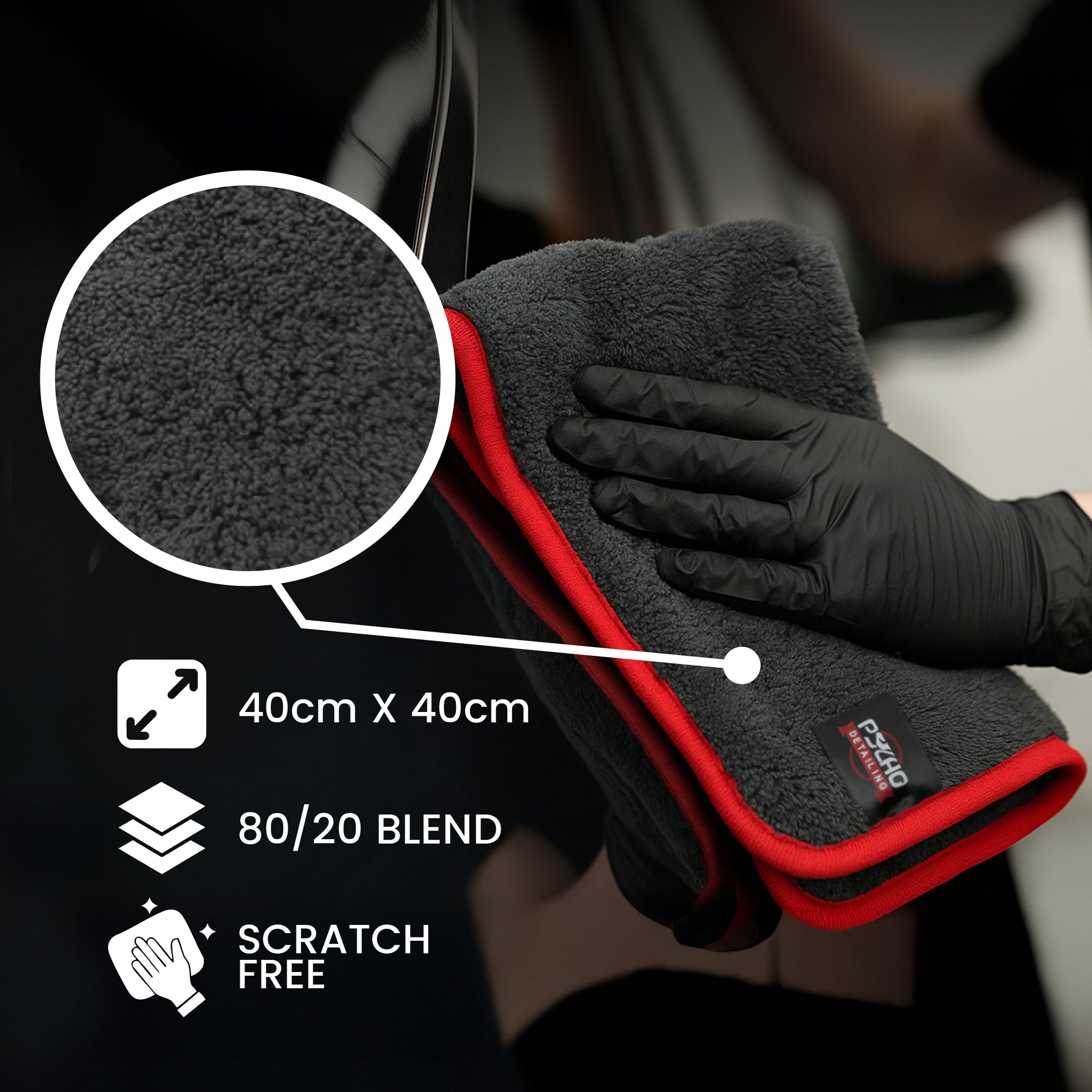 Psycho Detailing Premium Coral Fleece Microfiber Towel - 1250 GSM Ultra-Plush (40x40 cm) - Psycho Detailing