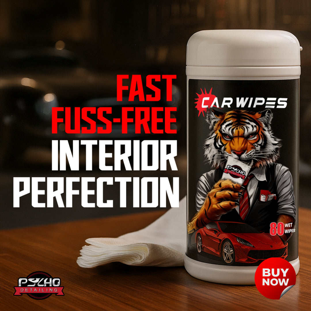 Psycho Detailing Car Interior Cleaning Wipes - 80 Pack with UV Protection (Compact Canister) - Psycho Detailing