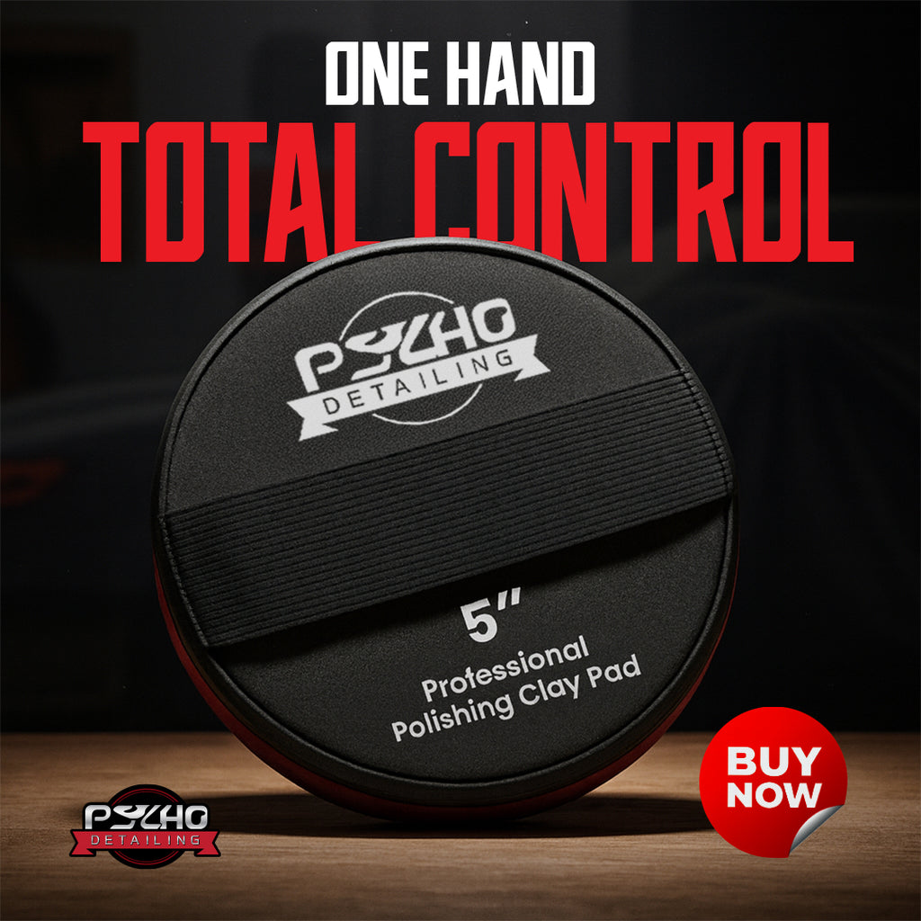 Psycho Detailing Clay Scrubber Pad with Hand-Strap Applicator - 5 Inch Synthetic Clay Alternative - Psycho Detailing