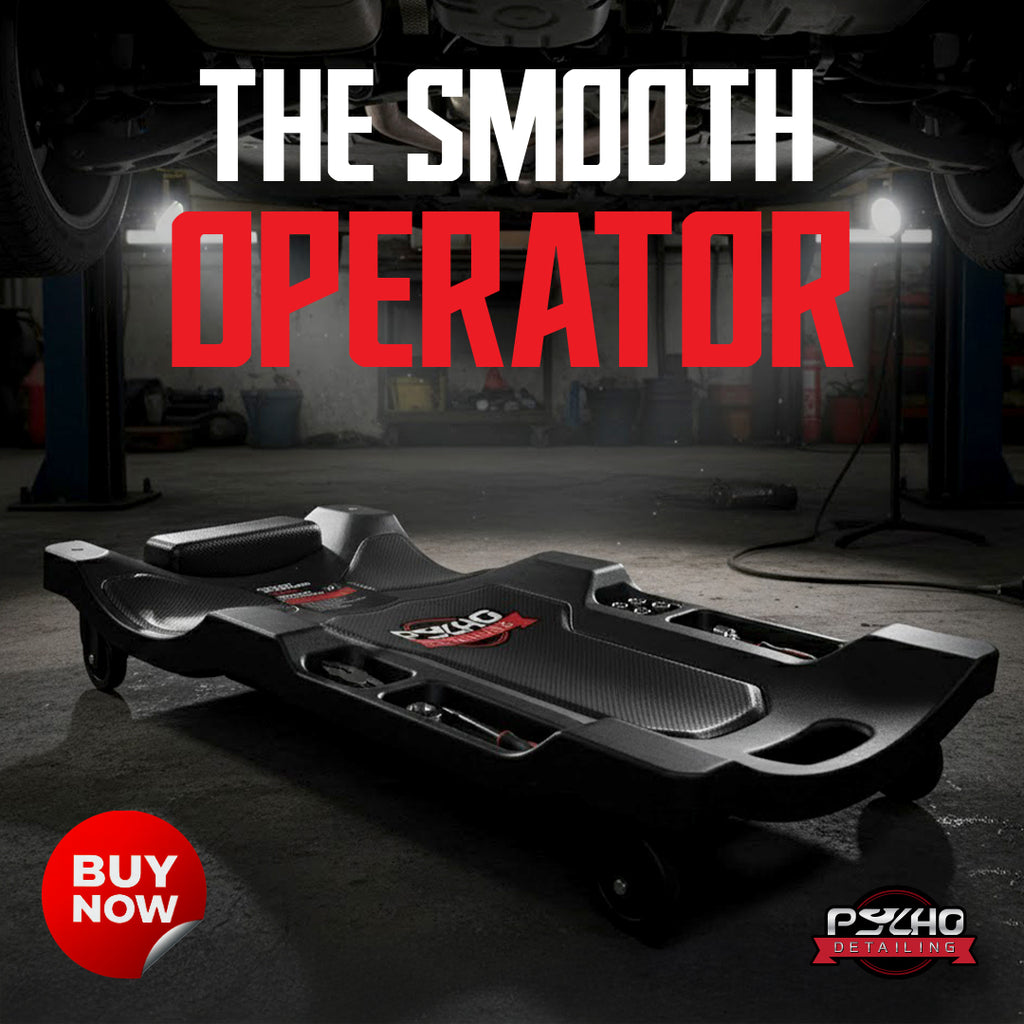 Heavy-Duty Plastic Mechanic Creeper with Tool Trays - 400 lb Capacity - Psycho Detailing