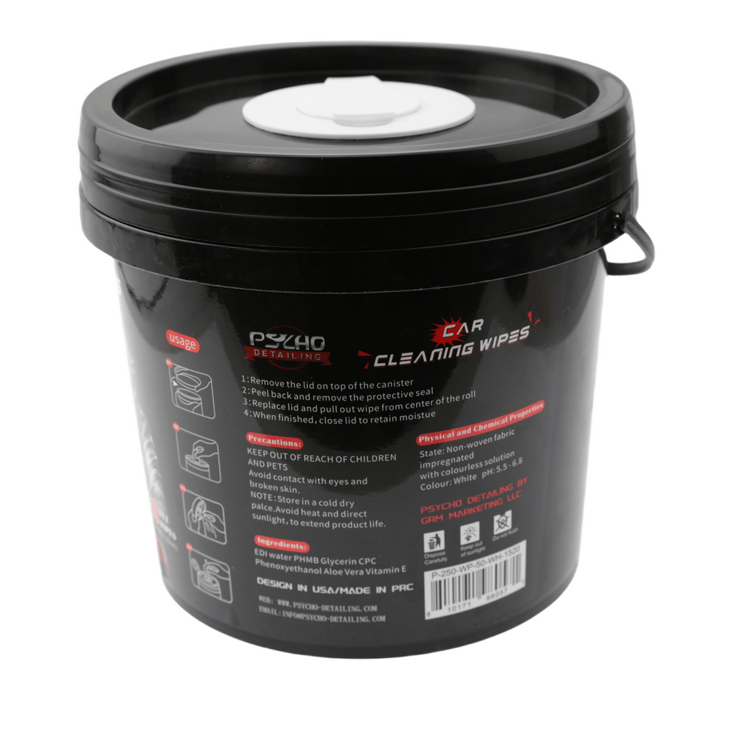 Psycho Detailing Car Interior Cleaning Wipes - 250 Pack with UV Protection - Psycho Detailing