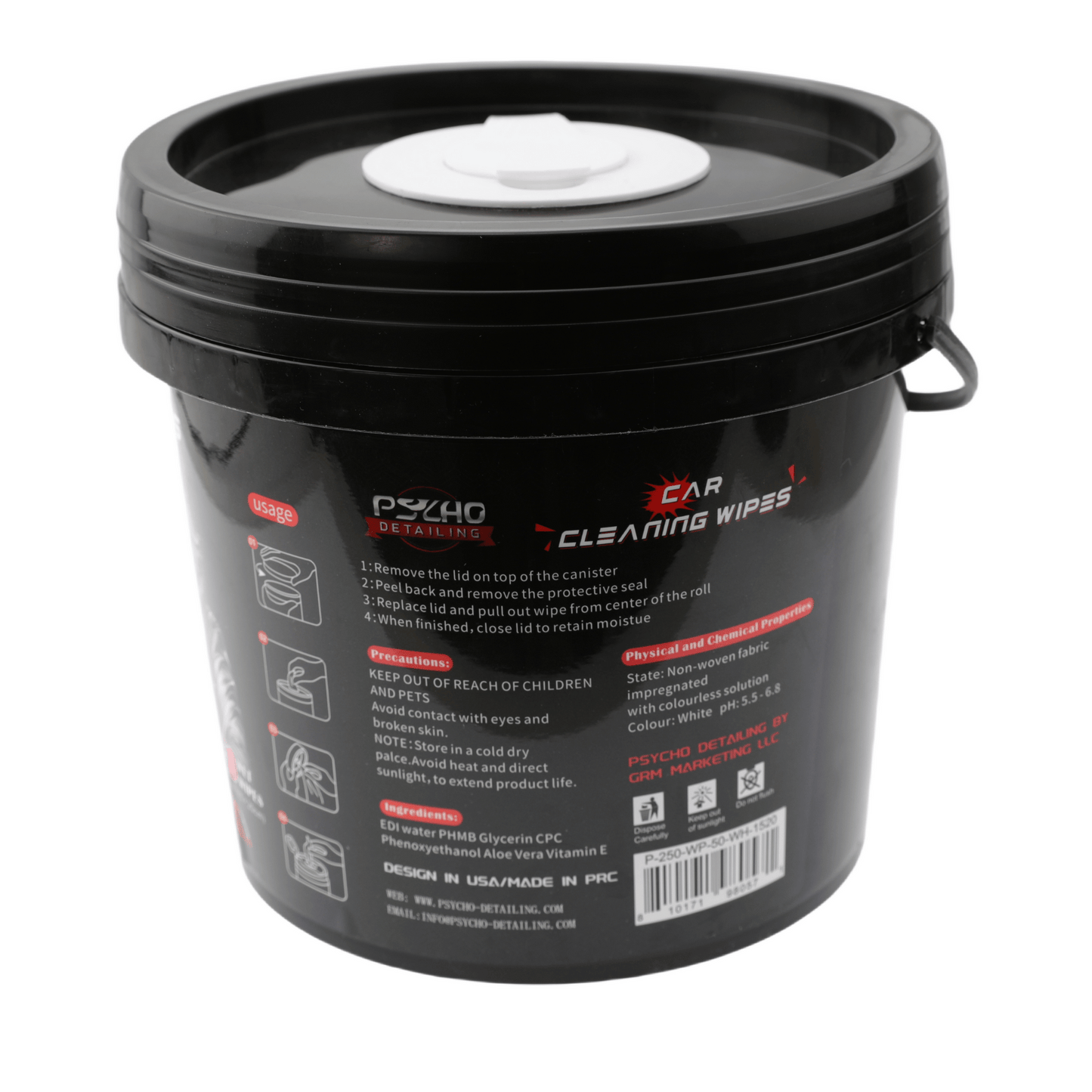 Psycho Detailing Car Interior Cleaning Wipes - 250 Pack with UV Protection - Psycho Detailing