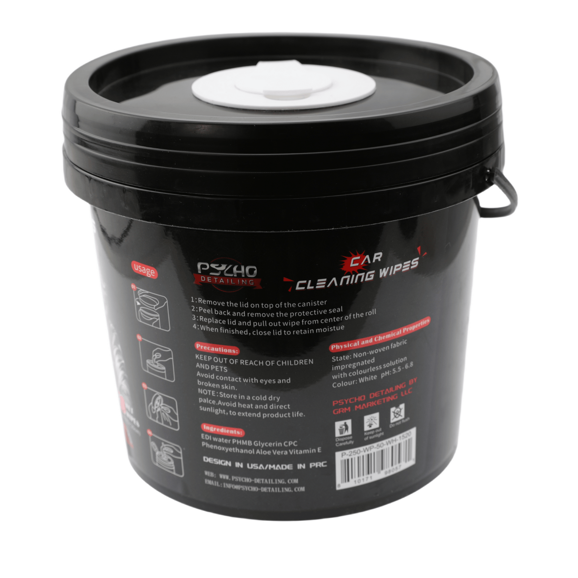 Psycho Detailing Car Interior Cleaning Wipes - 250 Pack with UV Protection - Psycho Detailing