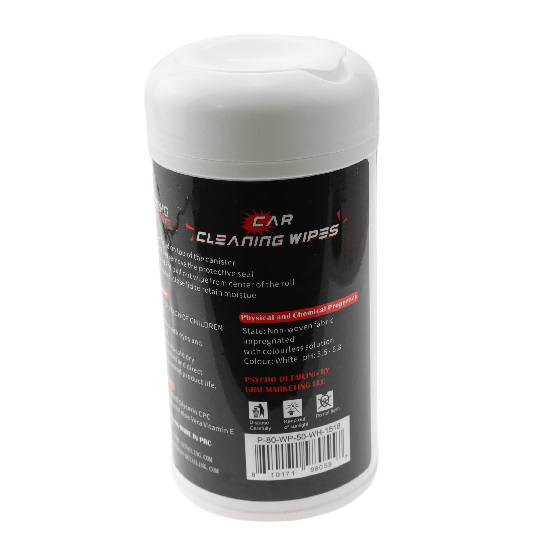Psycho Detailing Car Wipes – 80 Pack | All-Surface Interior Cleaning Wipes with UV Protection, Satin Finish & New-Car Scent