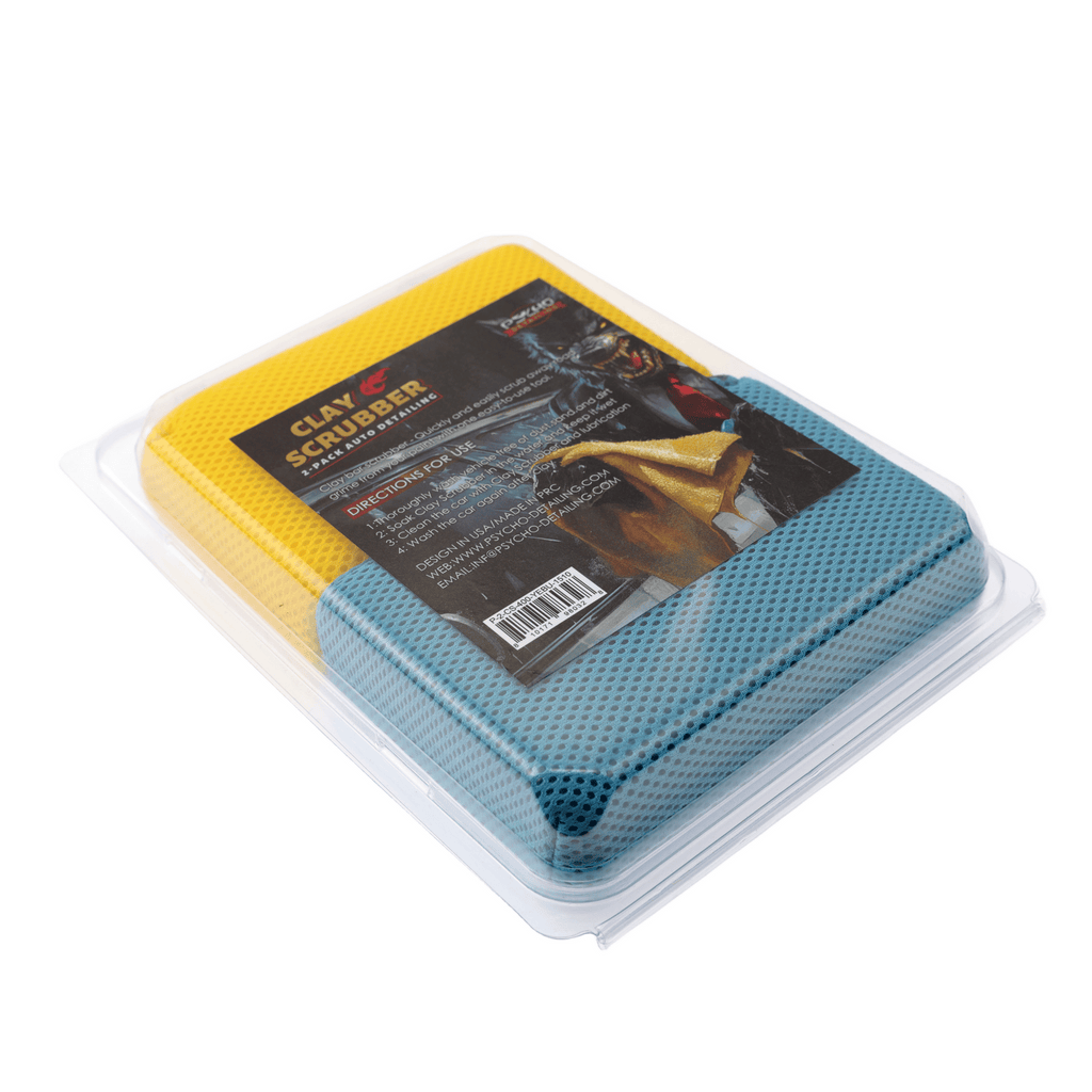 Psycho Detailing Clay Scrubber Block - Color-Coded 2-Pack (Yellow & Blue) - Psycho Detailing
