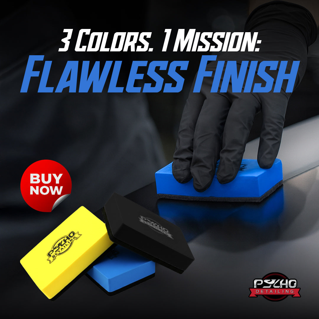 Psycho Detailing EVA Clay Sponge Block | Medium-Grade Paint Decontamination Pads for Car, Glass & Wheels