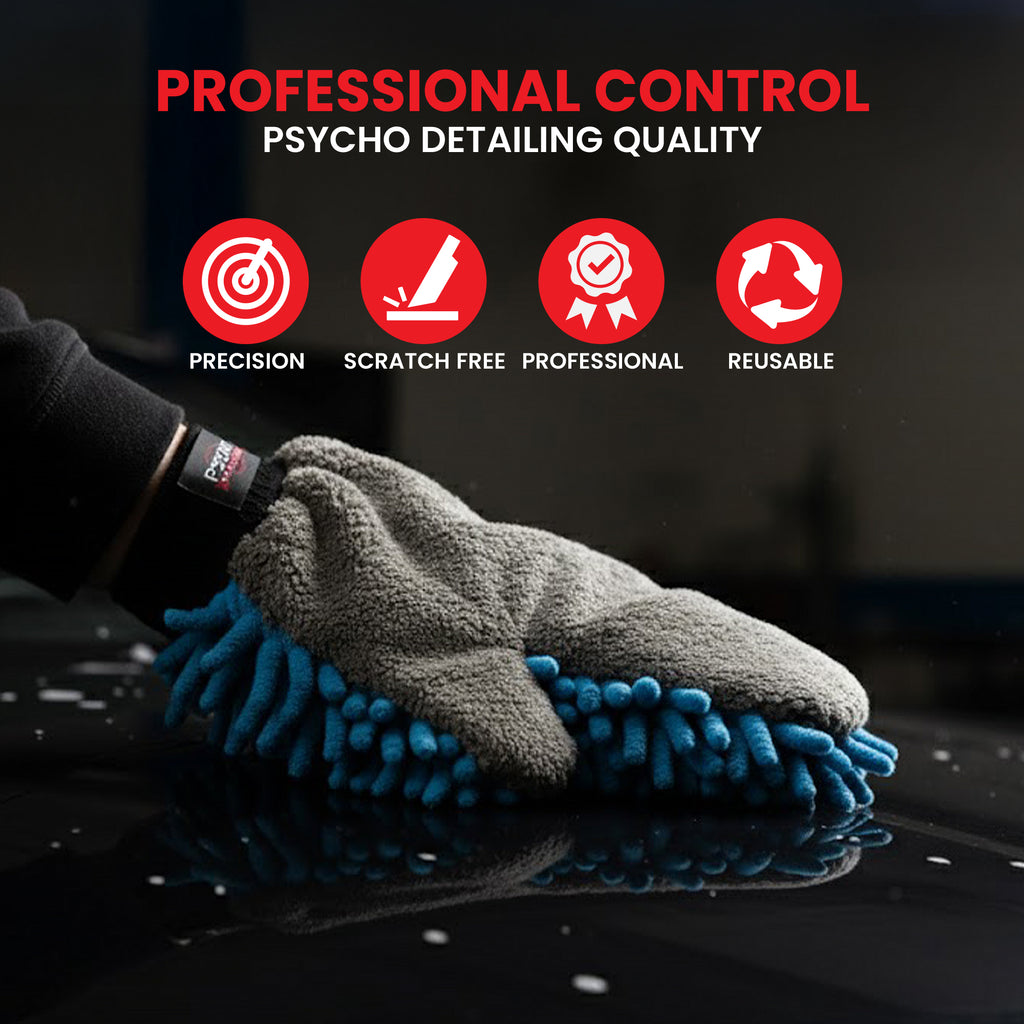 Psycho Detailing Microfiber Gloves - Precision Cleaning & Detailing Gloves (27x21 cm) - Psycho Detailing