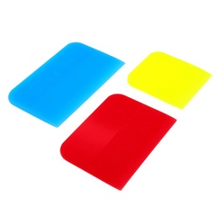 Psycho Detailing Rubber Scraper / Squeegee Set – 3 PCS (Blue 4.7", Red 3.9", Yellow 3") | Tri-Hardness TPU Tools for PPF, Tint & Vinyl Wrap
