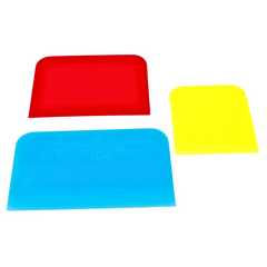 Psycho Detailing Rubber Scraper / Squeegee Set – 3 PCS (Blue 4.7", Red 3.9", Yellow 3") | Tri-Hardness TPU Tools for PPF, Tint & Vinyl Wrap